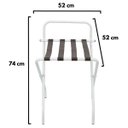 Ver imagem 5 de Suporte Para Mala Sekafácil Pintura Eletrostática Branca Tira em Couro Café Com Encosto -