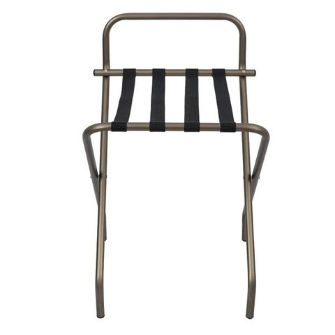 Suporte Para Mala Sekafácil Anodização Champagne Tira em Nylon Preta Com Encosto - 74X52X52 Cm