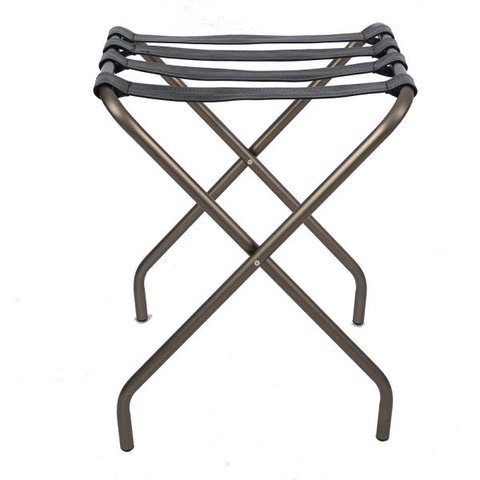 Suporte Para Mala Sekafácil Anodização Champagne Tira em Couro Preta Sem Encosto - 59X52X52 Cm