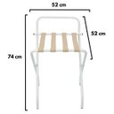 Ver imagem 5 de Suporte Para Mala Sekafácil Pintura Eletrostática Branca Tira em Couro Bege Com Encosto -