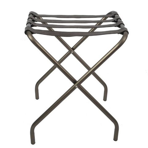 Suporte Para Mala Sekafácil Anodização Champagne Tira em Couro Café Sem Encosto - 59X52X52 Cm