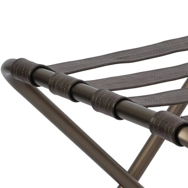 Suporte Para Mala Sekafácil Anodização Champagne Tira em Couro Café Sem Encosto - 59X52X52 Cm - 3