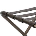 Ver imagem 3 de Suporte Para Mala Sekafácil Anodização Champagne Tira em Couro Café Sem Encosto - 59X52X52 Cm