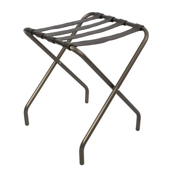 Suporte Para Mala Sekafácil Anodização Champagne Tira em Couro Café Sem Encosto - 59X52X52 Cm - 2
