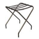 Ver imagem 2 de Suporte Para Mala Sekafácil Anodização Champagne Tira em Couro Café Sem Encosto - 59X52X52 Cm