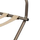 Ver imagem 4 de Suporte Para Mala Sekafácil Anodização Champagne Tira em Couro Bege Com Encosto - 74X52X52 Cm