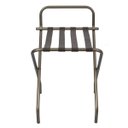 Ver imagem 1 de Suporte Para Mala Sekafácil Anodização Champagne Tira em Couro Café Com Encosto - 74X52X52 Cm