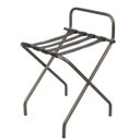 Ver imagem 2 de Suporte Para Mala Sekafácil Anodização Champagne Tira em Couro Café Com Encosto - 74X52X52 Cm