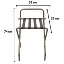 Ver imagem 5 de Suporte Para Mala Sekafácil Anodização Champagne Tira em Couro Café Com Encosto - 74X52X52 Cm