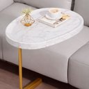 Ver imagem 4 de Mesa Lateral Vitino Siena Gold Tampo Mdf Oval Marmorizado Base Dourada