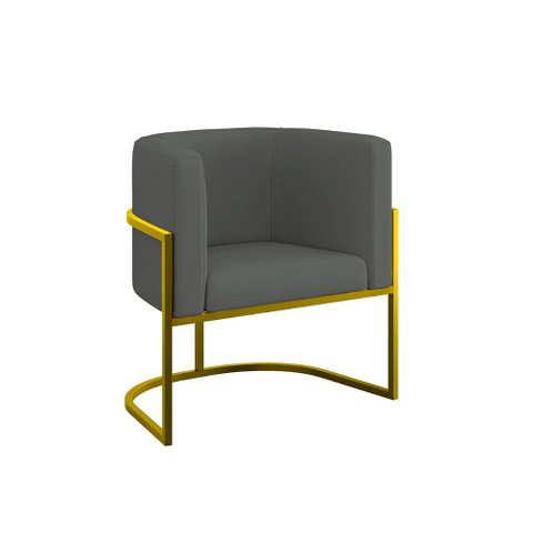 Poltrona Moderna Confortável com Base de Metal Gold Balaqui Cor:cinza