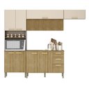 Ver imagem 2 de Armário de Cozinha com Balcão England 12 Portas 2 Gavetas Ripado 3d Freijó/vanilla - Pnr Móveis
