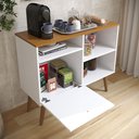 Ver imagem 2 de Balcão Aparador com 1 Porta e Prateleiras Multiuso para Cantinho do Café Branco/ipê