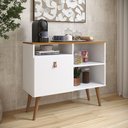 Ver imagem 1 de Balcão Aparador com 1 Porta e Prateleiras Multiuso para Cantinho do Café Branco/ipê