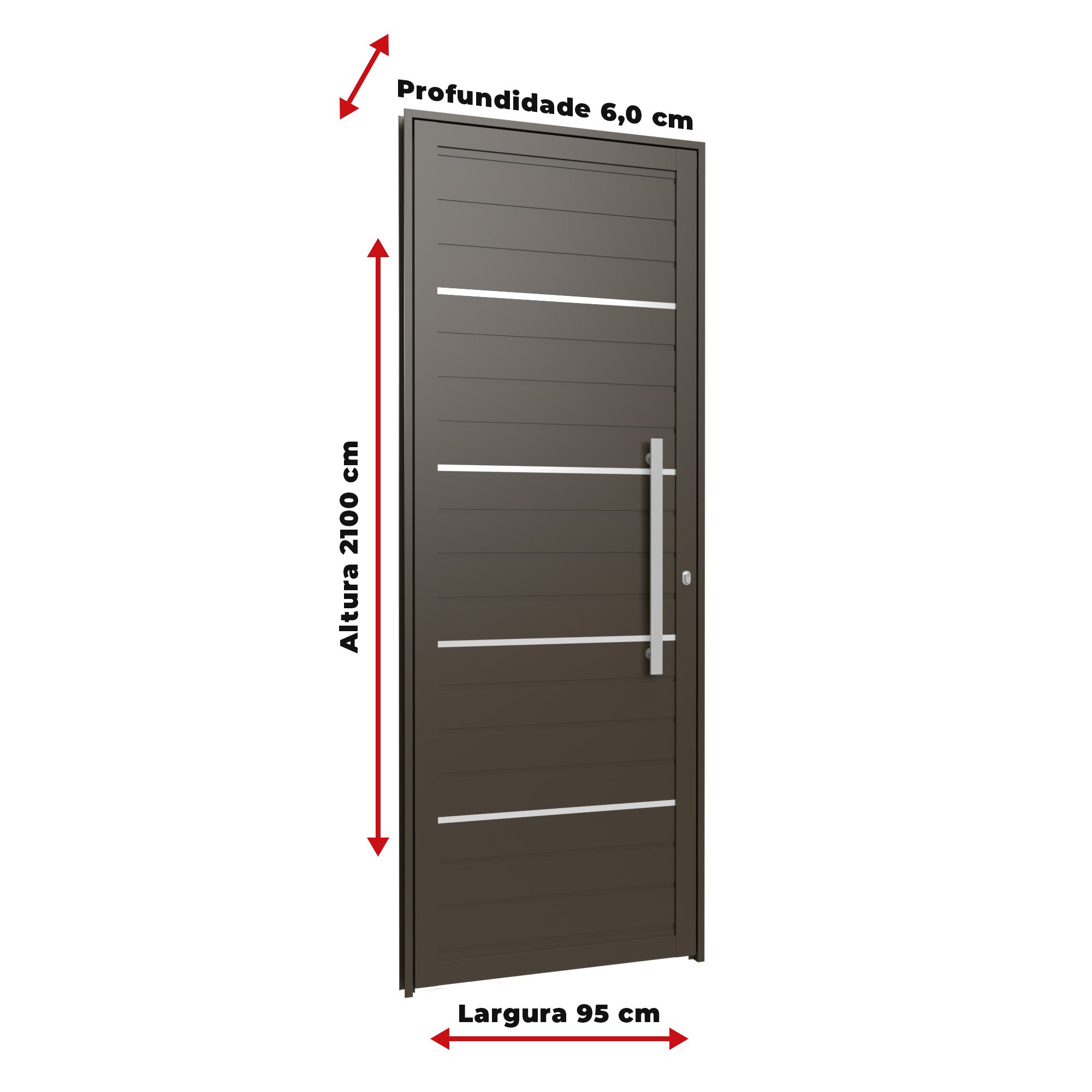 Porta Giro Lambril 0,95m X 2,10m Esquerda em Alumínio Bronze com Friso e Puxador – Vitrolar - 4