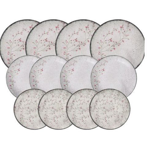 Jogo de Pratos 12 Peças Tramontina Floralis em Porcelana