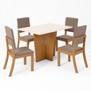 Ver imagem 2 de Mesa de Jantar 4 Lugares Antonella com Vidro Nature/off White/marrom Amêndoa - Panorama Móveis