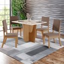 Ver imagem 1 de Mesa de Jantar 4 Lugares Antonella com Vidro Nature/off White/marrom Amêndoa - Panorama Móveis