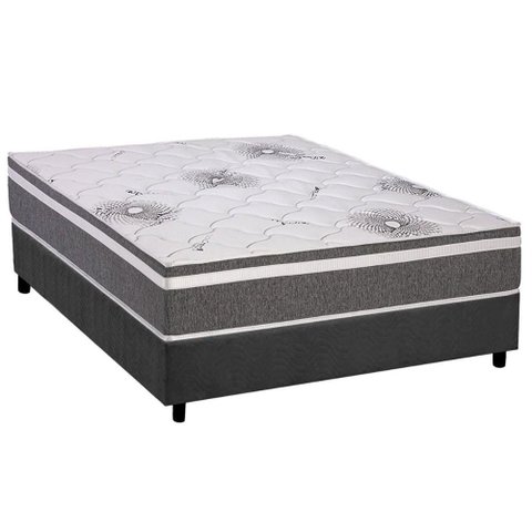 Conjunto Box Casal: Colchão Espuma Polar D33 Pérola Premium + Base Crc Suede Gray (138x188)