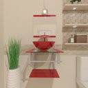 Ver imagem 1 de Gabinete de Vidro para Banheiro 40cm Cuba Redonda Ac Vermelho Ferrari