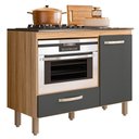 Ver imagem 1 de Balcão de Cozinha Fit 1 Porta e 1 Gaveta Freijó/chumbo com Tampo Mdp para Cooktop - Nicioli