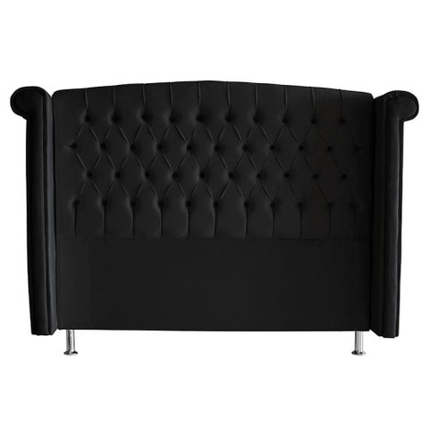 Cabeceira de Cama Box Luxo Queen 160 Cm Suede Preto do Lar Móveis