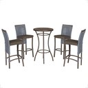 Ver imagem 1 de Mesa Bistrô e 4 Banquetas Roma Marrom Corda Náutica Estofado 9 Trama Original