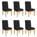 Ver imagem 1 de Kit 6 Cadeiras de Jantar Solana Boucle Preto Base de Madeira - Pallazio