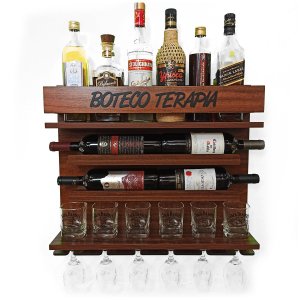 Barzinho Adega Parede - Boteco Terapia - 60 x 51 Imbuia