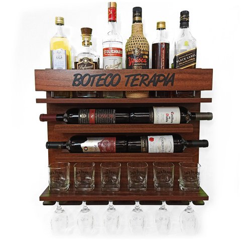 Barzinho Adega Parede - Boteco Terapia - 60 x 51 Imbuia
