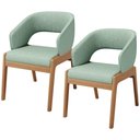Ver imagem 1 de Kit 02 Cadeiras de Jantar e Estar Living Estofada Lince L02 Linho Verde Menta - Lyam Decor