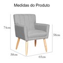 Ver imagem 7 de Kit 2 Poltronas Decorativa para Sala Recepção Cecília Linho Cinza - Lm Decor
