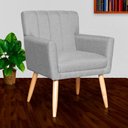 Ver imagem 2 de Kit 2 Poltronas Decorativa para Sala Recepção Cecília Linho Cinza - Lm Decor