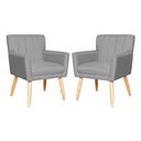 Ver imagem 1 de Kit 2 Poltronas Decorativa para Sala Recepção Cecília Linho Cinza - Lm Decor