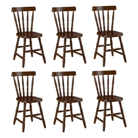 Conjunto com 6 Cadeiras de Jantar Madeira Maciça Multimóveis Cr50089 