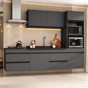 Ver imagem 1 de Armário Cozinha Modulada Completa Suspensa com Pia 251,5cm Milano Multimóveis MCR2480 Grafite/