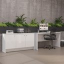 Ver imagem 1 de Conjunto Escritório Office Mesa e Buffet Berlin - Vianossa - Branco