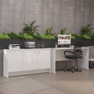 Conjunto Escritório Office Mesa e Buffet Berlin - Vianossa - Branco