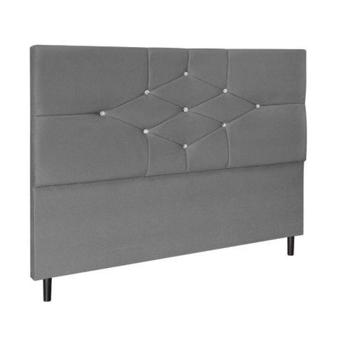 Cabeceira Estofada Cama Box Queen 160cm Camboriú Suede Cinza