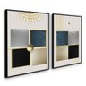 Kit De Quadros Decorativos Geométrico Arte Dourado Sala Hall:Preta - 1