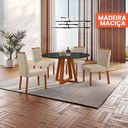 Ver imagem 2 de Conjunto Sala de Jantar Mesa Floripa 110cm Tampo Redondo Vidro/MDF Preto com 4 Cadeiras Dallas com P