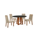 Ver imagem 1 de Conjunto Sala de Jantar Mesa Floripa 110cm Tampo Redondo Vidro/mdf Preto com 4 Cadeiras Dallas com P