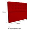Cabeceira Estofada Mel Com Botões Preto 160 cm para Cama Box Queen Suede Vermelho Quarto - AM Decor - 3