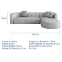 Ver imagem 3 de Sofá Modular Celinne Luxuoso Sala de Estar Decoração Luxo 265cm Linho Cinza Claro