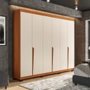 Ver imagem 1 de Roupeiro Casal Porto com 6 Portas 4 Gavetas 242x214cm Freijó/Creme 240825