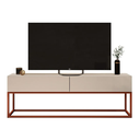Ver imagem 1 de Rack Eros 140cm Minimalista e Moderno com 2 Gavetas Organizadoras e Base Metálica:off White/cobre