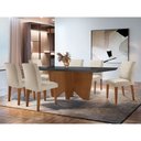 Ver imagem 1 de Sala de Jantar Mesa Evora 180 Mdf Vidro Canto Reto com 6 Cadeiras Grecia Rufato