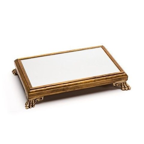 Bandeja Decorativa Espelhada Madeira Luxo Envernizada para Sala Lavabo Bar