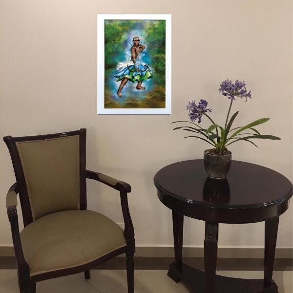 Kit Quadros Decorativos Orixás Oxossi e Oxum Moldura Branca - 3