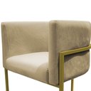 Ver imagem 5 de Kit 4 Poltrona Reforçadas Decorativa Sala de Estar Carla Base Ferro Dourada Suede Bege